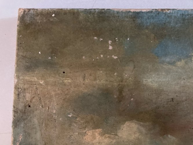 Peinture Huile Toile 1920 Mer Ocean Plage Painting Ancien Old Expressionnisme