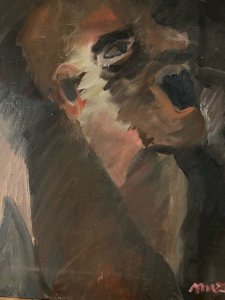 Peinture Huile Toile Mizonie portrait Expressionnisme 1970 Expressionniste