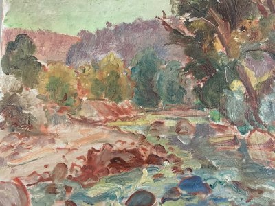Peinture Huile Toile Paysage 1930 Expressionniste Olaf Christiansen (1901-1990)