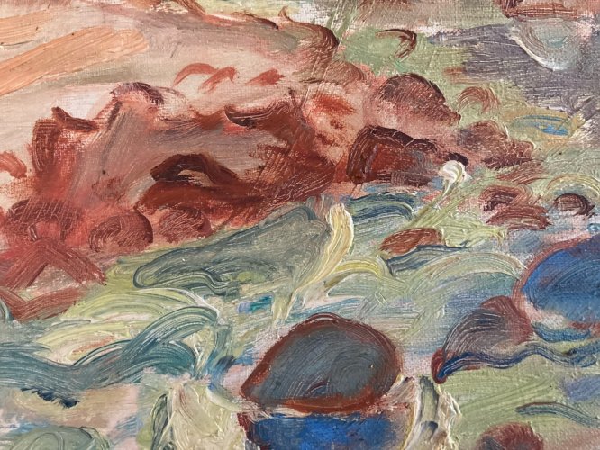 Peinture Huile Toile Paysage 1930 Expressionniste Olaf Christiansen (1901-1990)