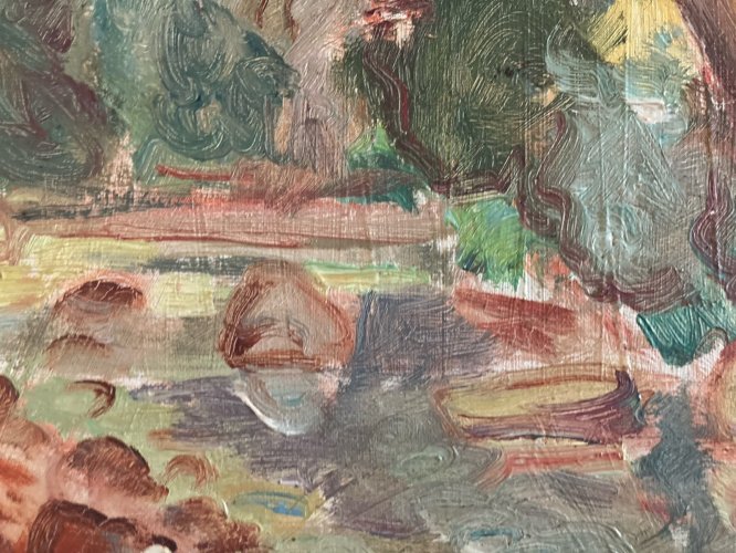Peinture Huile Toile Paysage 1930 Expressionniste Olaf Christiansen (1901-1990)