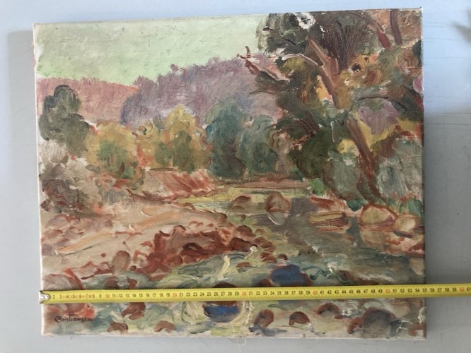 Peinture Huile Toile Paysage 1930 Expressionniste Olaf Christiansen (1901-1990)