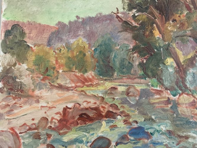 Peinture Huile Toile Paysage 1930 Expressionniste Olaf Christiansen (1901-1990)