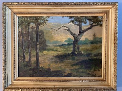 Peinture Huile Toile Paysage Impressionniste Impressionnisme XIXe Forêt Ancien