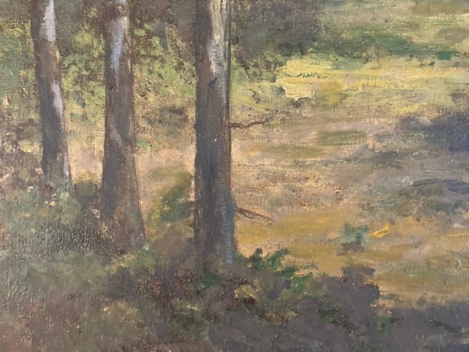 Peinture Huile Toile Paysage Impressionniste Impressionnisme XIXe Forêt Ancien