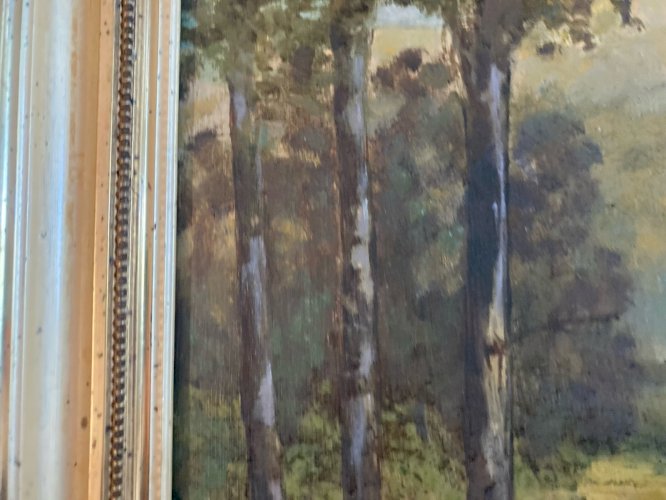 Peinture Huile Toile Paysage Impressionniste Impressionnisme XIXe Forêt Ancien