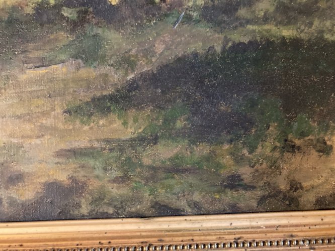 Peinture Huile Toile Paysage Impressionniste Impressionnisme XIXe Forêt Ancien