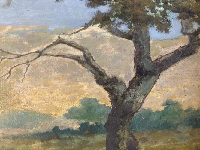 Peinture Huile Toile Paysage Impressionniste Impressionnisme XIXe Forêt Ancien