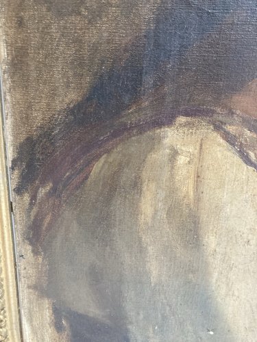 Peinture Huile Toile Portrait Profil XIXe Romantisme Femme Ancien À Identifier