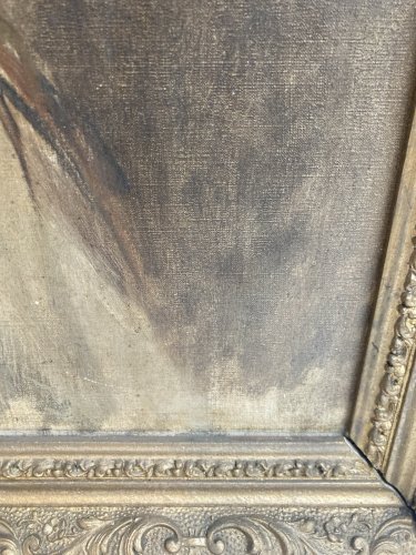 Peinture Huile Toile Portrait Profil XIXe Romantisme Femme Ancien À Identifier