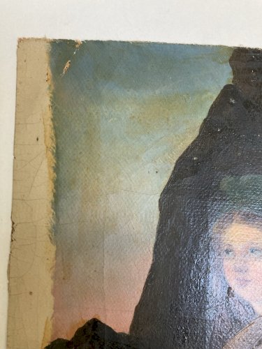 Peinture Huile Toile Portrait XIXe Femme Pelle Art 1850 A Identifier Old