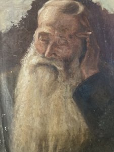 Peinture Huile Toile Portrait XIXe Homme Barbe Ancien 1850 A Identifier