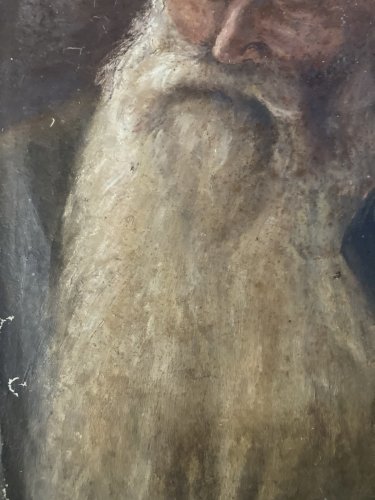 Peinture Huile Toile Portrait XIXe Homme Barbe Ancien 1850 A Identifier