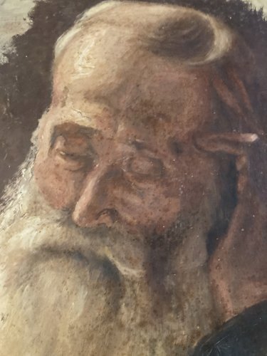 Peinture Huile Toile Portrait XIXe Homme Barbe Ancien 1850 A Identifier