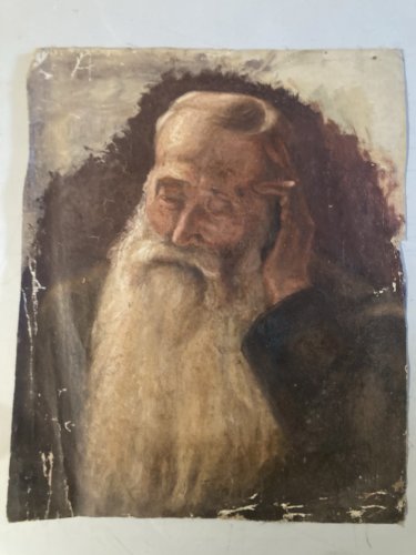 Peinture Huile Toile Portrait XIXe Homme Barbe Ancien 1850 A Identifier