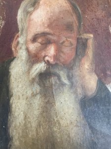 Oil Painting Canvas Portrait 19th Century Man Beard Art 1850 To Identify Old