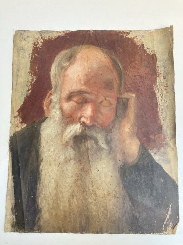 Peinture Huile Toile Portrait XIXe Homme Barbe Art 1850 A Identifier Old