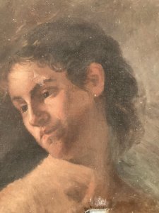 Peinture Huile Toile Portrait XIXe Homme Jeune Art 1850 A Identifier Old