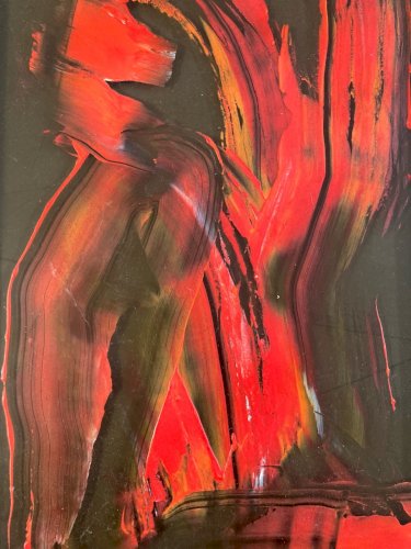 Peinture Huile Verre Signé À Identifier 1969 abstrait abstraction Ancien
