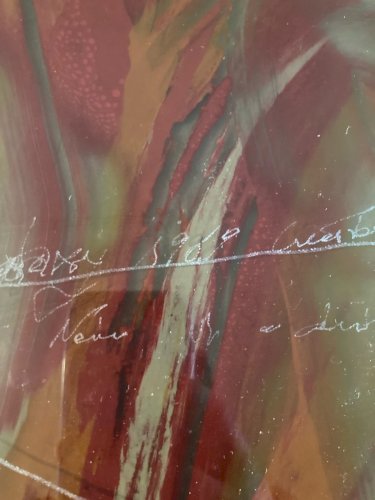 Peinture Huile Verre Signé À Identifier 1969 abstrait abstraction Ancien