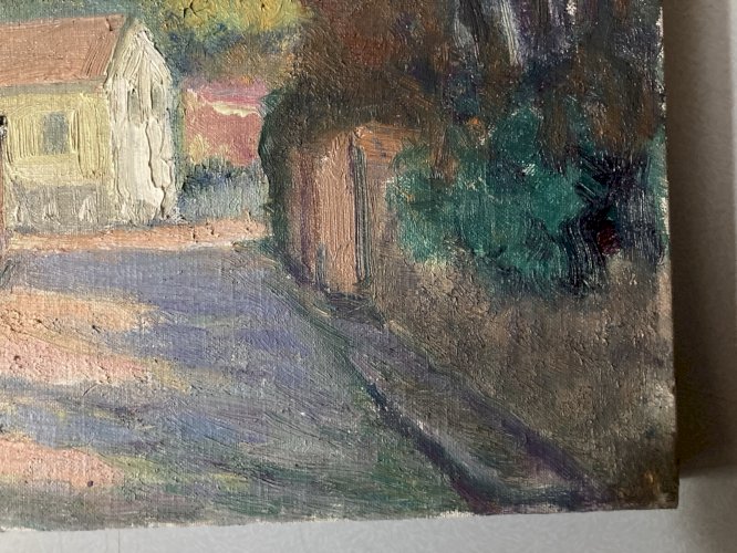 Peinture Impressionniste Village Huile Toile  1950 Georges Regnault