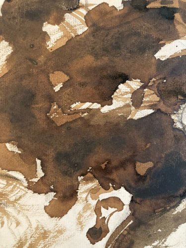 Peinture Lavis Encre Portrait Expressionniste Femme Expressionnisme 1950