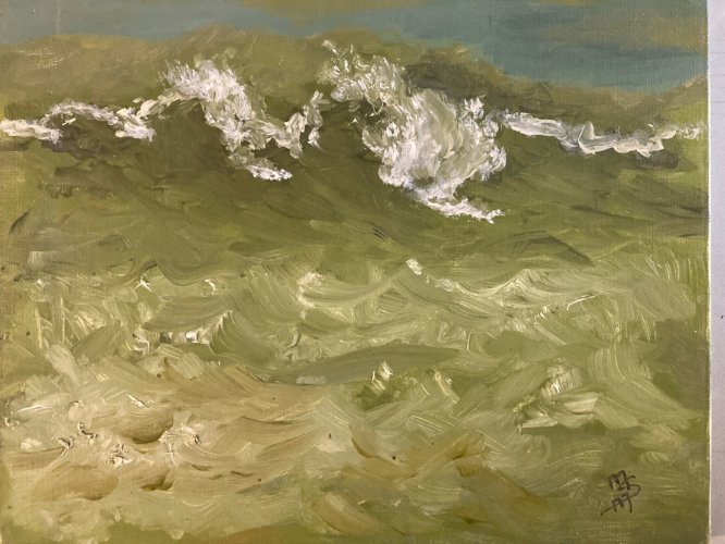 Peinture Mer Huile Toile M Saint Martin Pays Basque Anglet Vague Art