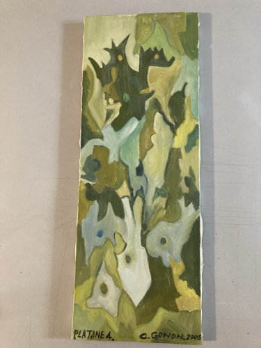 Peinture Moderne Huile Sur Toile Abstrait Hst Abstraction 2000 Écorce Platane