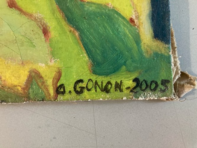 Peinture Moderne Huile Sur Toile Abstrait Hst Abstraction 2000 Écorce Platane