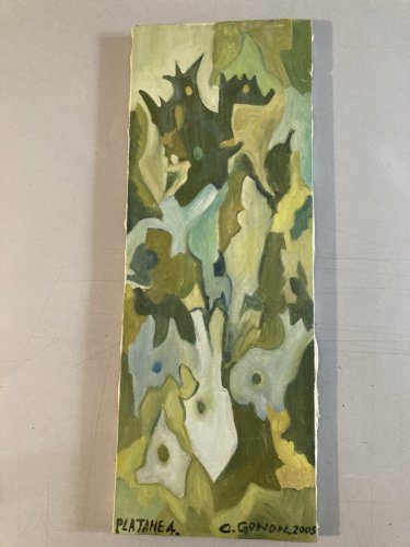 Peinture Moderne Huile Sur Toile Abstrait Hst Abstraction 2000 Écorce Platane