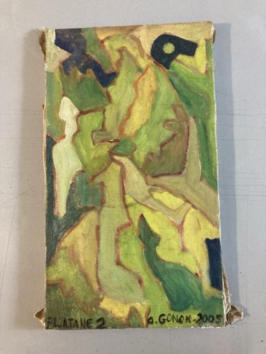 Peinture Moderne Huile Sur Toile Abstrait Hst Abstraction 2000 Écorce Platane