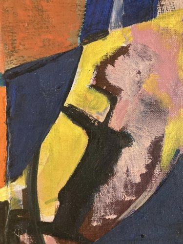 Peinture Moderne Huile Sur Toile Cubisme Jazz Musique 1980 A Identifier