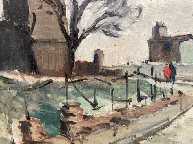 Peinture Montmartre 1930 Huile Sacré Cœur  Paris Louis Artico Art Ancien