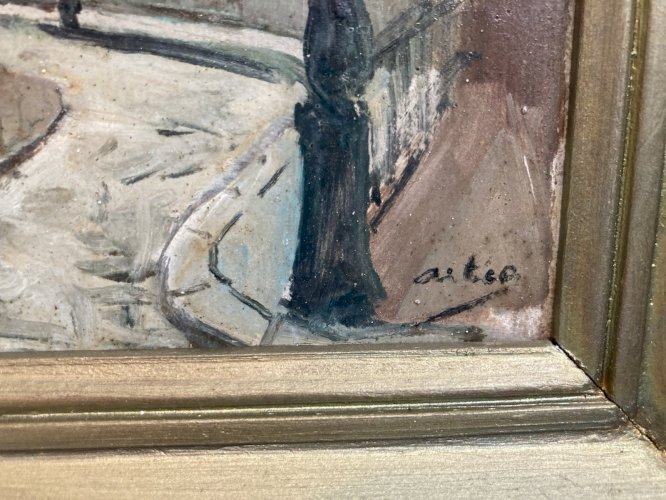Peinture Montmartre 1930 Huile Sacré Cœur  Paris Louis Artico Art Ancien