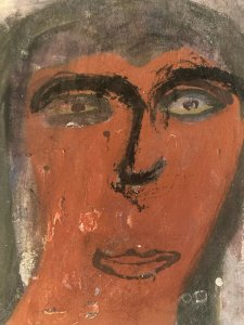 Peinture Naïf Toile Portrait Femme Expressionnisme 1980 Art Brut A Identifier