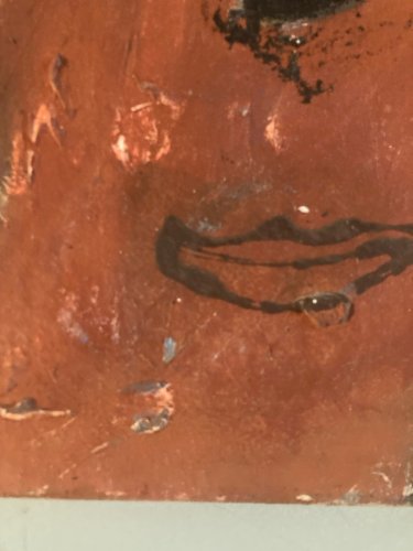 Peinture Naïf Toile Portrait Femme Expressionnisme 1980 Art Brut A Identifier