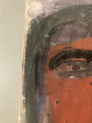 Peinture Naïf Toile Portrait Femme Expressionnisme 1980 Art Brut A Identifier