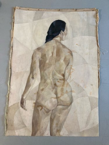 Peinture Nu, Féminin Sur Toile, Non Signé À Identifier Cubisme No Sanyu