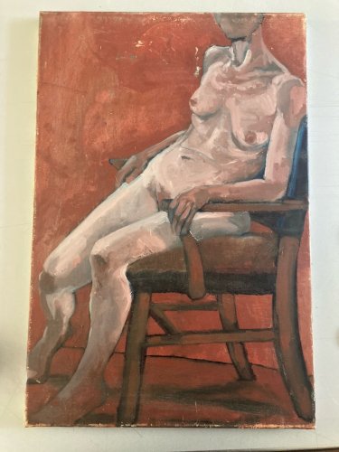 Peinture Nu, Féminin Sur Toile, Non Signé À Identifier Expressionnisme Art