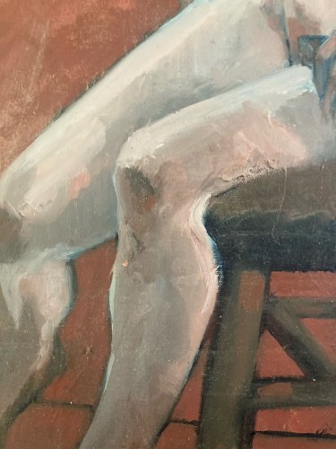 Peinture Nu, Féminin Sur Toile, Non Signé À Identifier Expressionnisme Art