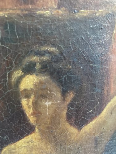 Peinture Nu, Femme Sur Toile Signé À Identifier Romantisme, Atelier Nue