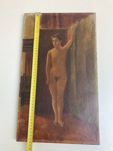 Peinture Nu, Femme Sur Toile Signé À Identifier Romantisme, Atelier Nue