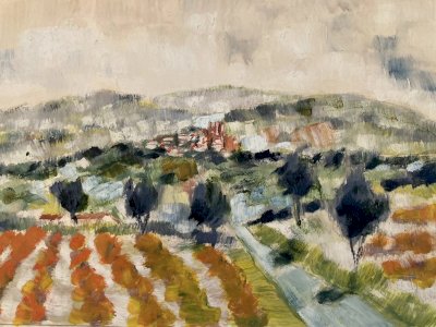 Original Gallo Oil Painting Luberon Lauris Provence 1955 Art Old 20th Century
