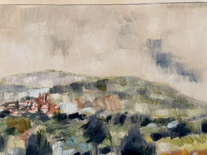 Peinture Original Gallo Huile Luberon Painting Lauris Provence 1955 Art Old XXe