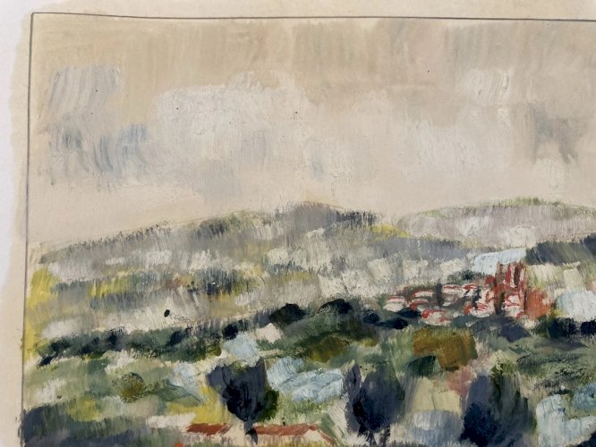 Peinture Original Gallo Huile Luberon Painting Lauris Provence 1955 Art Old XXe