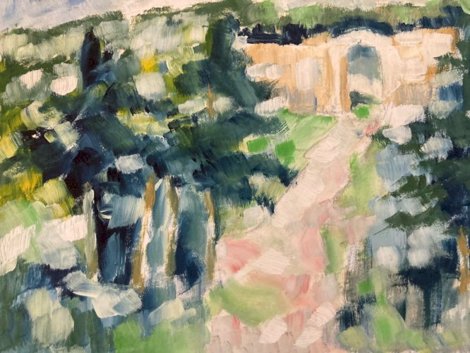 Peinture Original Gallo Huile Luberon Painting Ruine Du Fort De Buoux 1955 Art