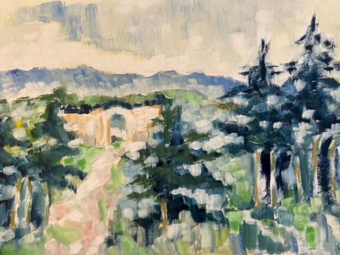 Peinture Original Gallo Huile Luberon Painting Ruine Du Fort De Buoux 1955 Art