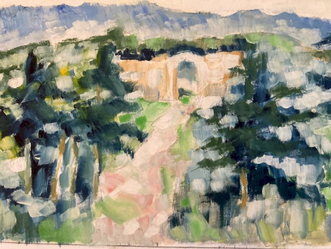 Peinture Original Gallo Huile Luberon Painting Ruine Du Fort De Buoux 1955 Art