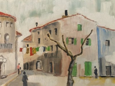 Original Gallo Painting Oil Paper Luberon Painting La Tour D’aigues 1955 Art