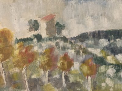 Original Gallo Painting Oil Paper Cadenet Provence Mill 1955 Art